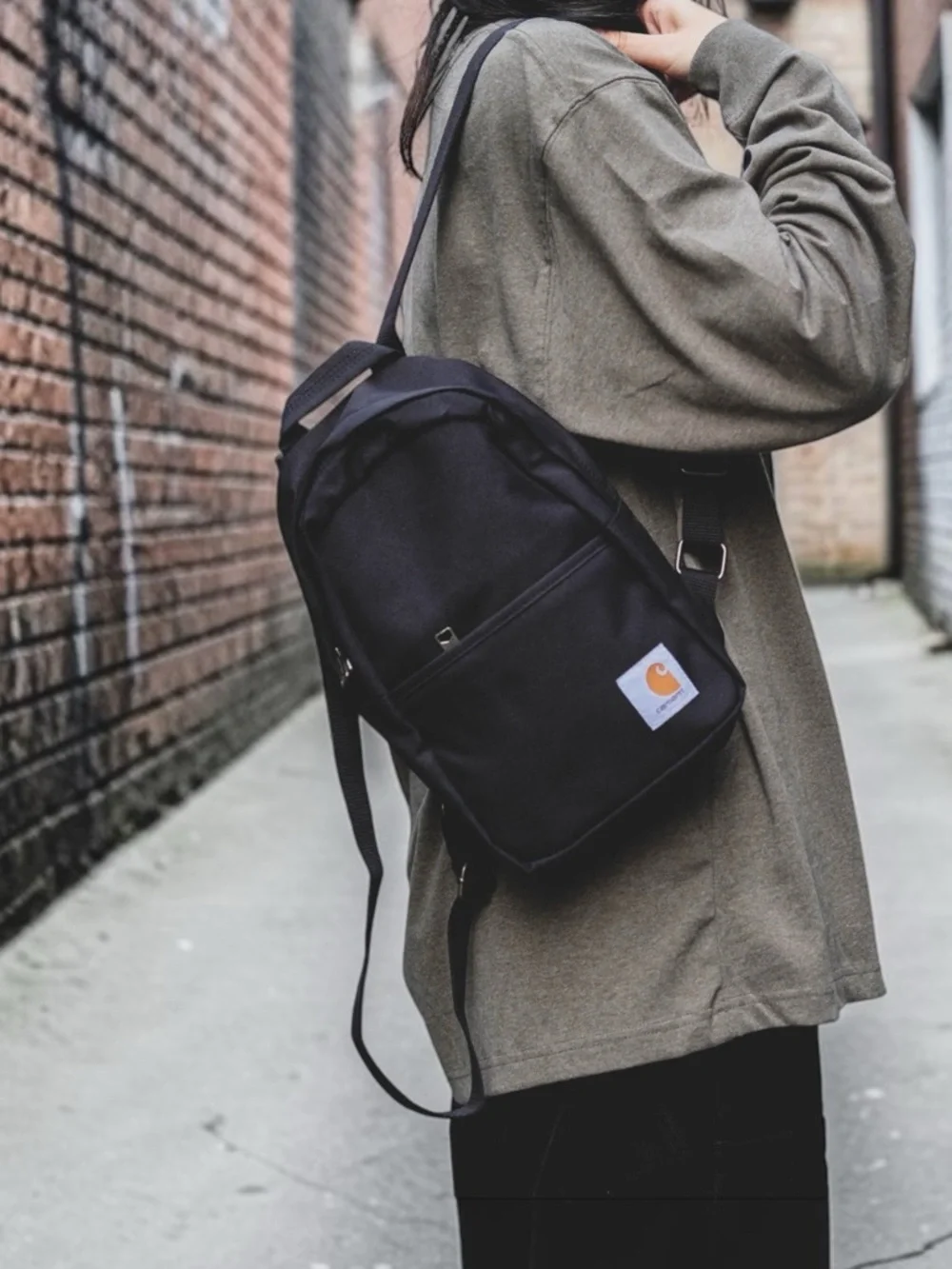 Carhartt Black Canvas Mini Backpack with Logo Patch